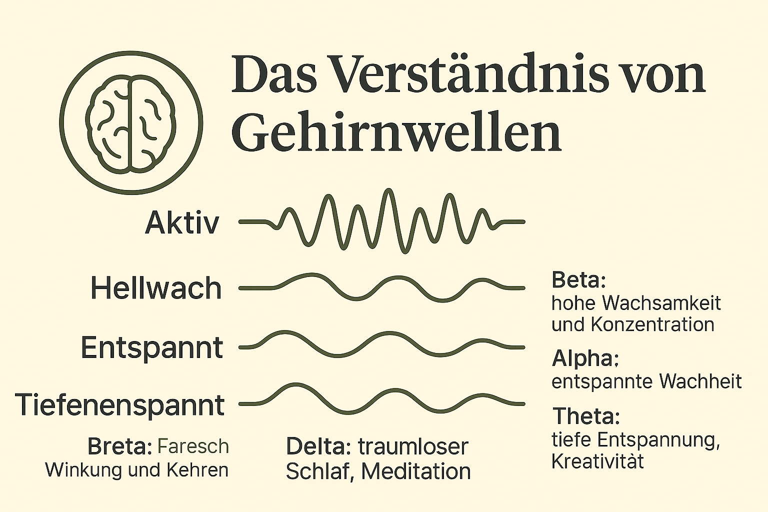 Wissenschaftliche Darstellung von Gehirnwellen und Hypnose-Zuständen